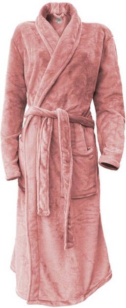 Linnick Flanel Fleece Badjas Uni roze XL