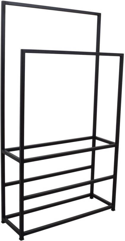 Loft42 Moca Handdoekenrek Dressboy Kledingrek 2 roedes Zwart Metaal