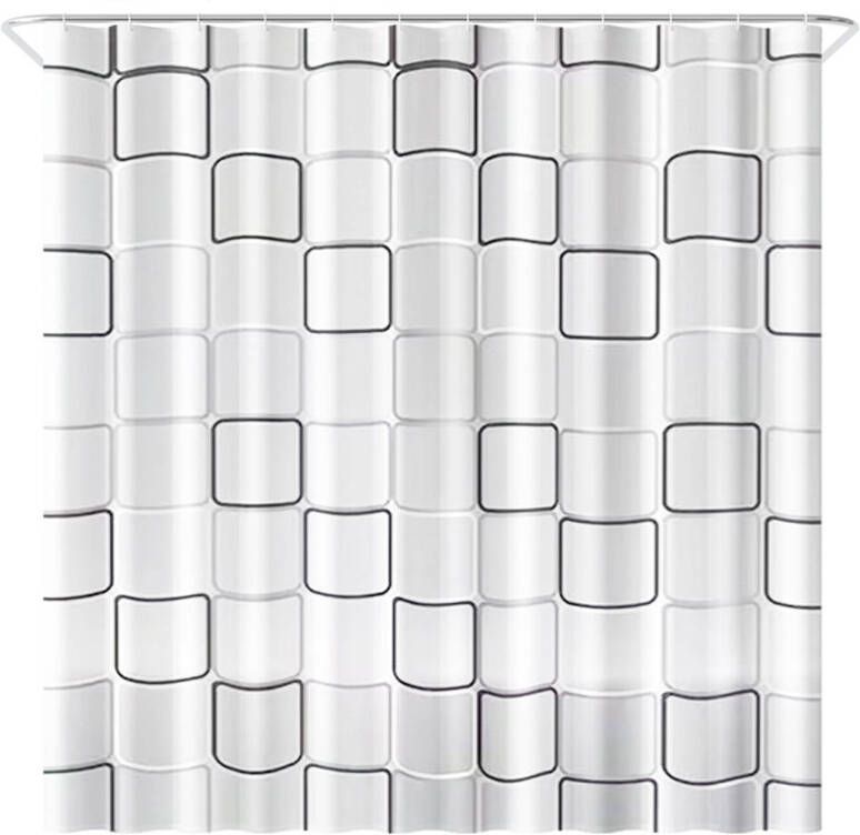 Loti Living Douchegordijn Anti Schimmel Cube Design Inclusief ringen Polyester Douchegordijn 180x200 cm