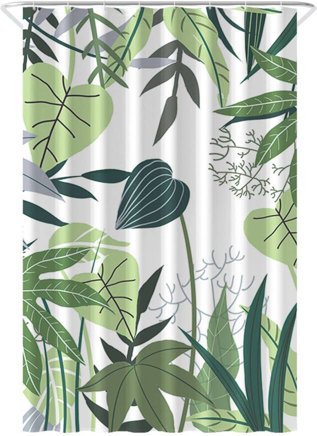 Loti Living Douchegordijn Anti Schimmel Jungle Inclusief ringen Waterdicht Polyester Douchegordijn 120x200 cm