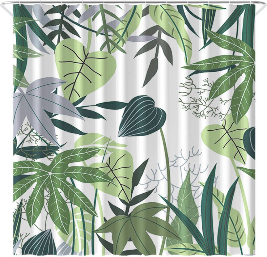 Loti Living Douchegordijn Anti Schimmel Jungle Inclusief ringen Waterdicht Polyester Douchegordijn 180x200 cm