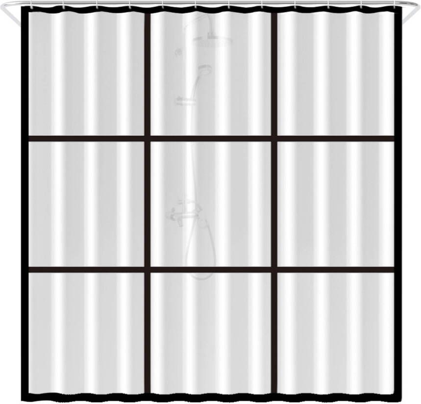 Loti Living Douchegordijn Anti Schimmel Mat Transparant Zwart Inclusief ringen PEVA Douchegordijn 180x200 cm
