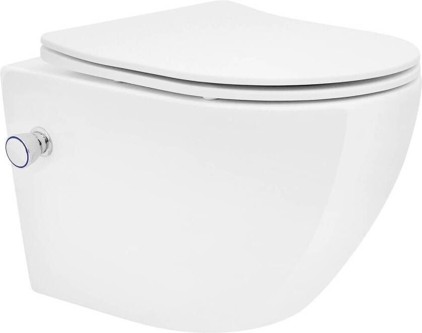 LuxeBath Inbouw-wc met bidetfunctie en nano-coating 49x36x33 cm Wit keramiek ML-Design