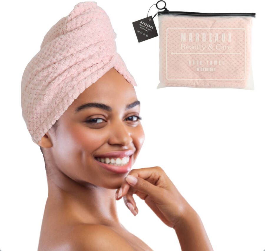 MARBEAUX Haarhanddoek Hair towel Hoofdhanddoek Microvezel handdoek krullend haar Licht roze Handdoek