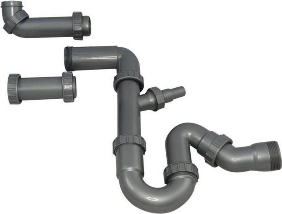 Mizzo Ruimtebesparende Sifon Multifunctionele Sifon Buissifon 1 ½ Inch voor Keukenspoelbak Vaatwasser en Wasmachine