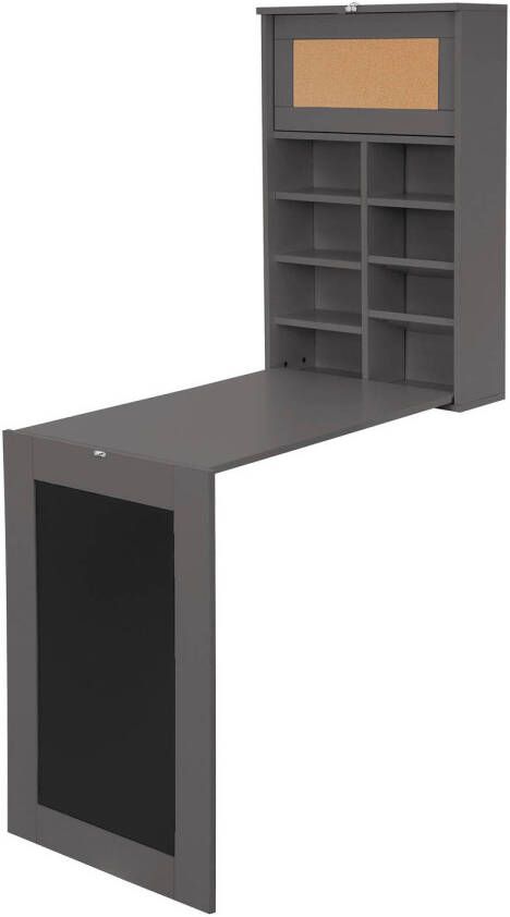 ML-Design Wandklaptafel met schoolbord en legbord grijs