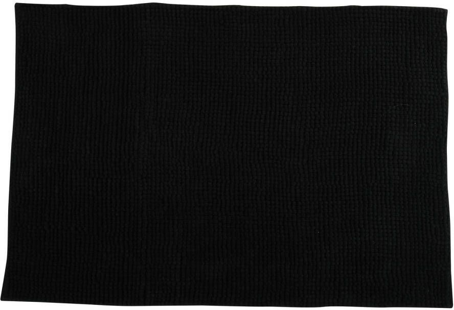 MSV Badkamerkleed badmat voor op de vloer zwart 60 x 90 cm Microvezel Badmatjes