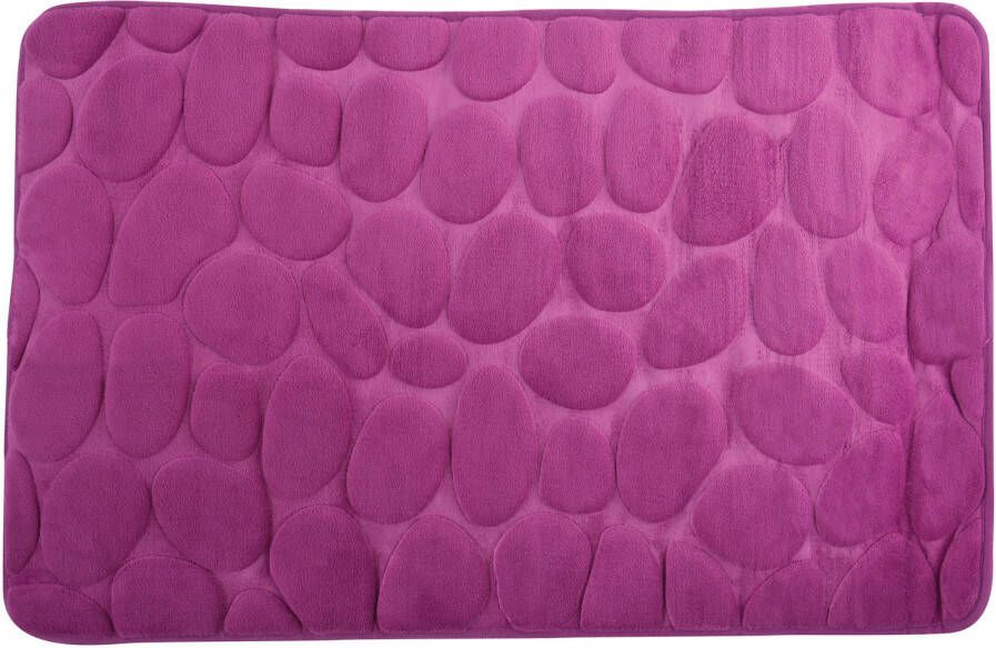 MSV Badkamerkleedje badmat tapijt kiezel motief vloermat paars 50 x 80 cm laagpolig Badmatjes