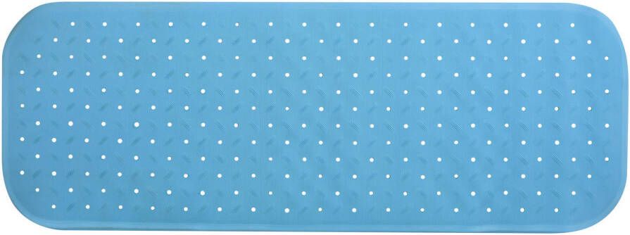 MSV Douche bad anti-slip mat badkamer rubber lichtblauw 36 x 97 cm Badmatjes