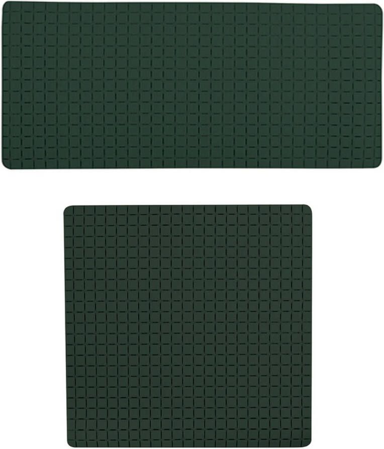 MSV Douche bad anti-slip matten set badkamer rubber 2x stuks donkergroen 2 formaten Badmatjes