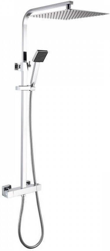 Oceanic Douchekolom Thermostatische mengkraan 30x30 cm vierkante hoge kop Chroom