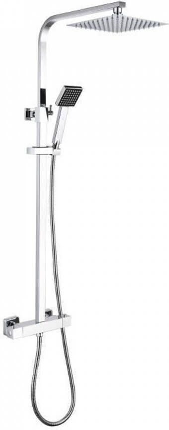 Oceanic Douchekolom Thermostatische mengkraan Hoge vierkante kop 20x20 cm Chroom