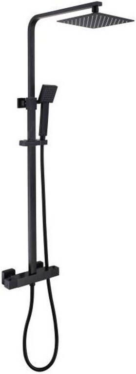 Oceanic Douchekolom Thermostatische mengkraan Hoog vierkant 20x20 cm appel Mat zwart