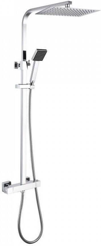 Oceanic Douchekolom Thermostatische mengkraan Rechthoekige hoge kop 30x20 cm Chroom