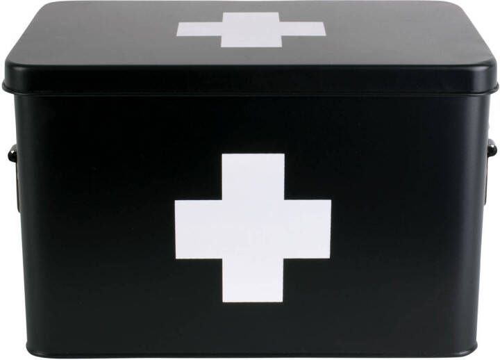 Present time Medicine storage box large metal matt black