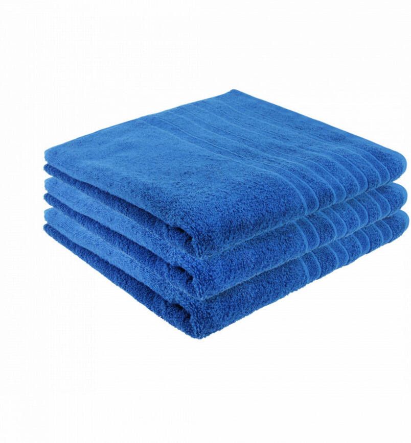 Pure4u Luxe Hotel Handdoek Jeans blauw 3 stuks 70x140cm 550 g m2