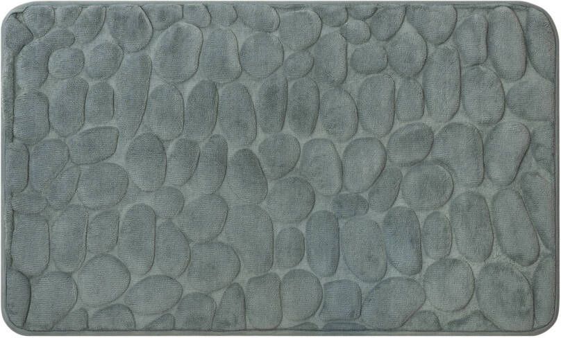 QUVIO Badmat met stenen patroon 50 x 80 cm Grijs