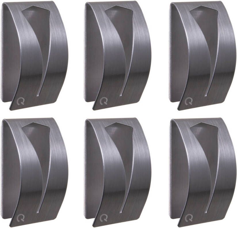QUVIO Handdoekenhouder zelfklevend RVS set van 6