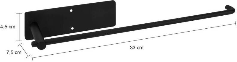QUVIO Handdoekhouder metaal Zwart 33 cm