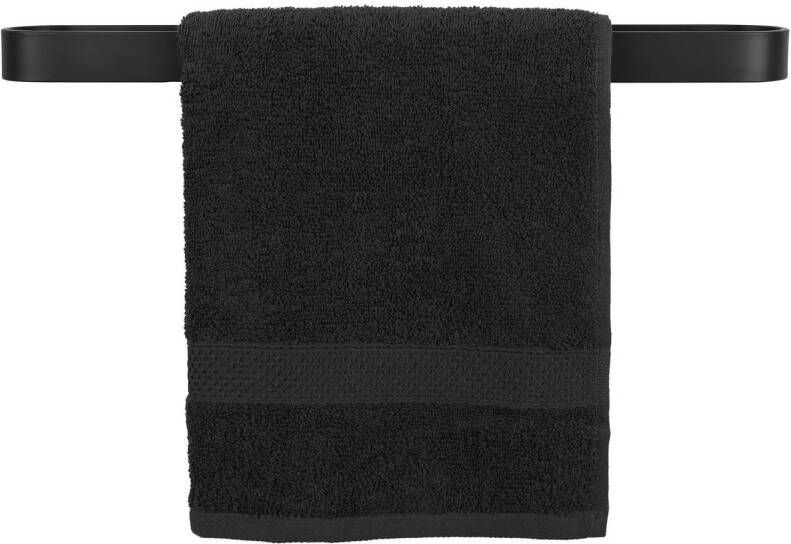 QUVIO Handdoekhouder platte stang met ronding Zwart 50 cm