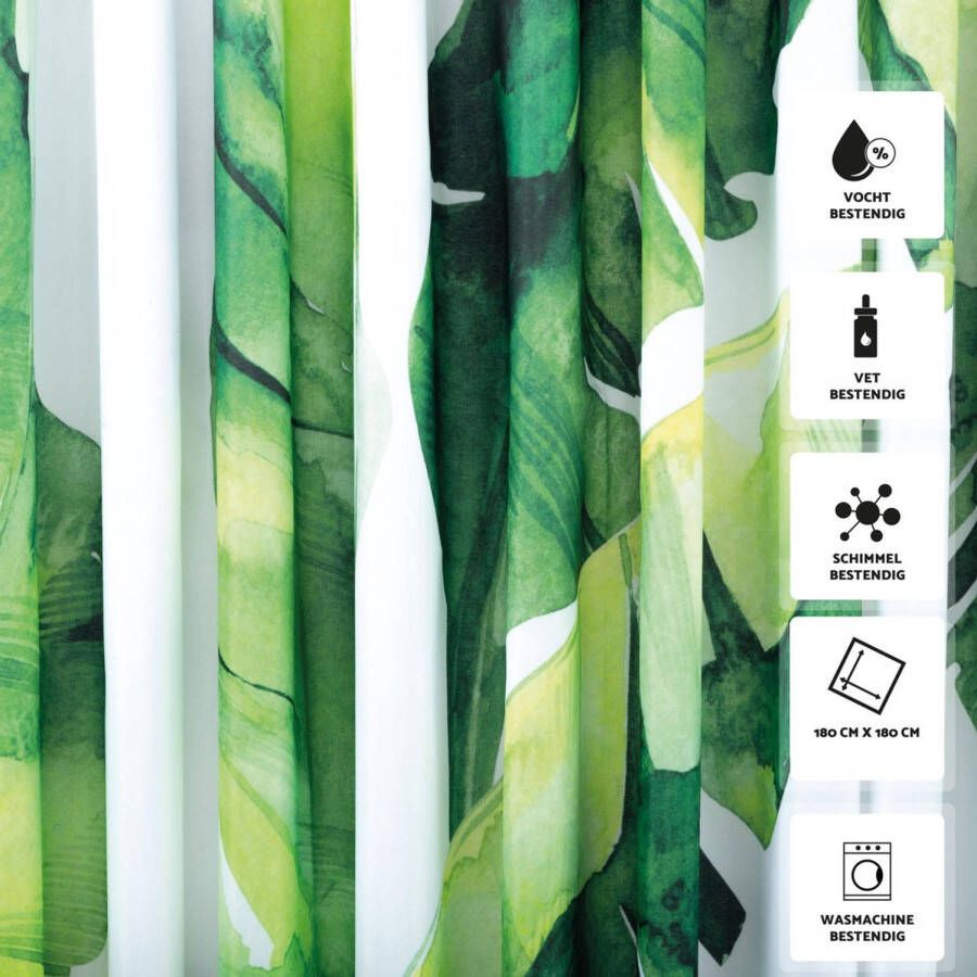RX Goods RX Goods  Tropisch Jungle Douchegordijn - 180x180cm - Incl. 12 Ringen - Waterafstotend - Polyester