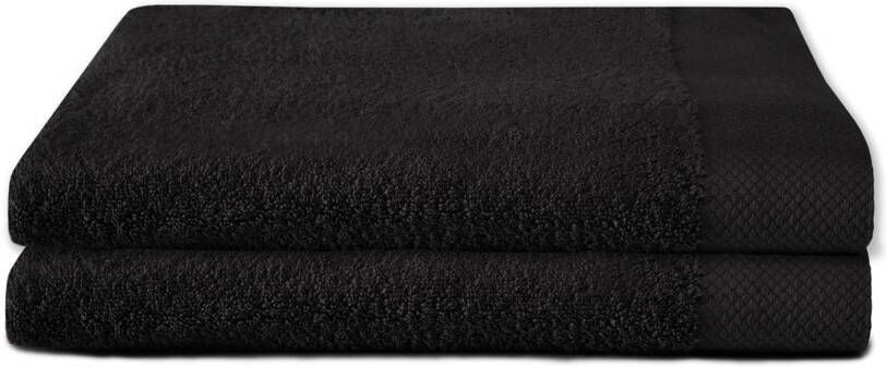 Seahorse badhanddoek Pure 60x110 cm Zwart set van 2 stuks