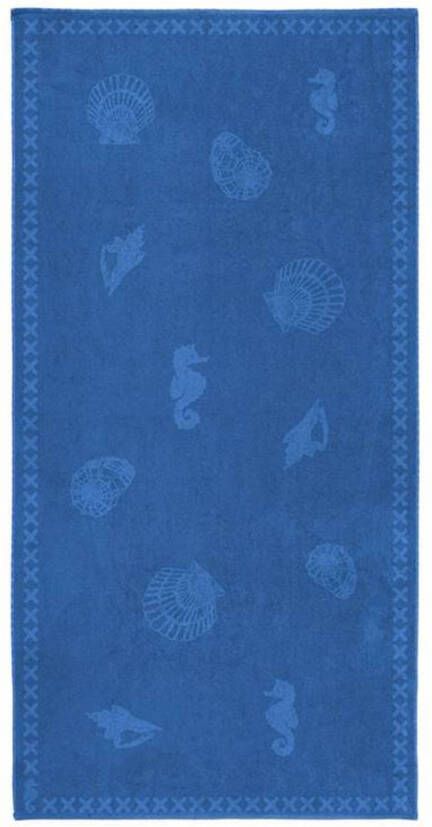 Seahorse Shells strandlaken 100% katoen 100x200 cm Brilliant Blue