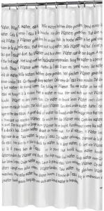 Sealskin douchegordijn Sayings PEVA zwart print 180x200 cm