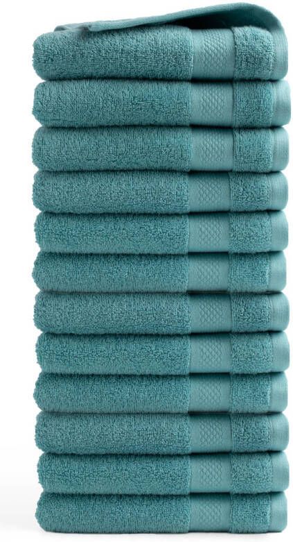 DoubleDry Handdoek Hotel Collectie 12 stuks 50x100 denim blauw