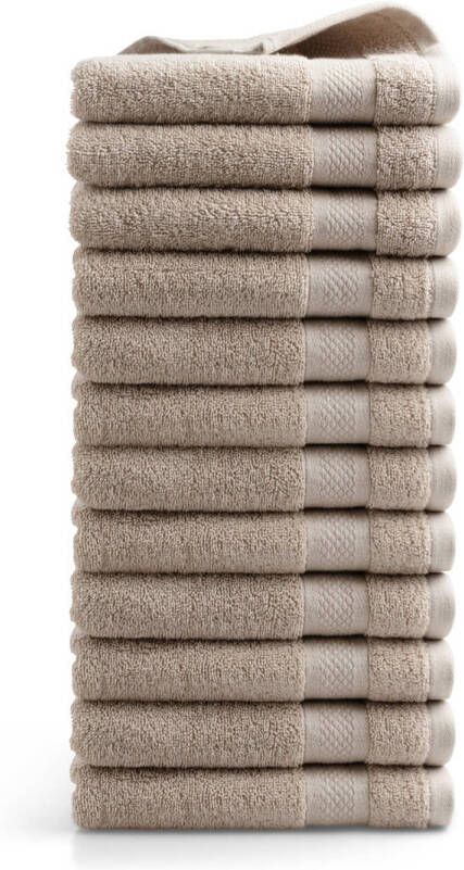 DoubleDry Handdoek Hotel Collectie 12 stuks 50x100 taupe