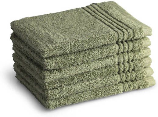 PHLOX Washandjes Supreme 650 GSM 100% Egyptisch Katoen 6 stuks 16x21 oud groen