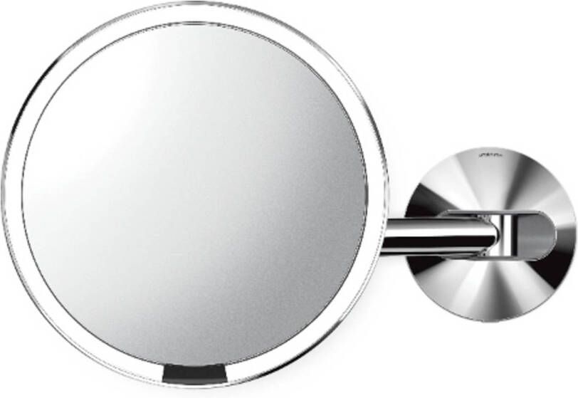 Simplehuman Spiegel met Sensor 20 cm 5x Vergroting Wandbevestiging Netstroom Roestvast Staal Zilver