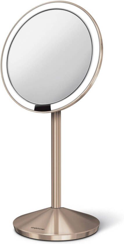 Simplehuman Spiegel met Sensor 12 cm 10x Vergroting Opvouwbaar Roestvast Staal Roségoud