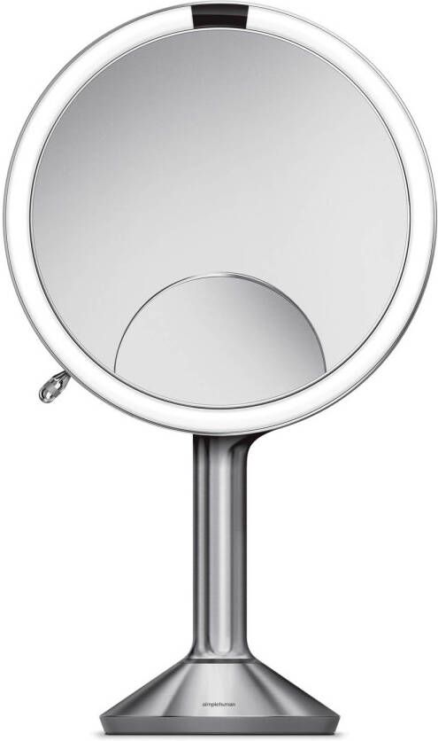 Simplehuman Spiegel met Sensor 20 cm 3x 5x 10x Vergroting Tru Lux &amp Touch Control Roestvast Staal Zilver