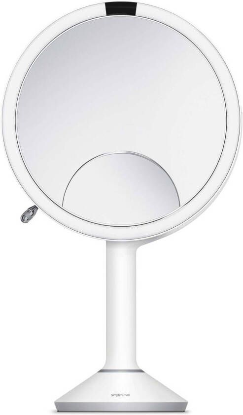 Simplehuman Spiegel met Sensor 20 cm 3x 5x 10x Vergroting Tru Lux &amp Touch Control Roestvast Staal Wit
