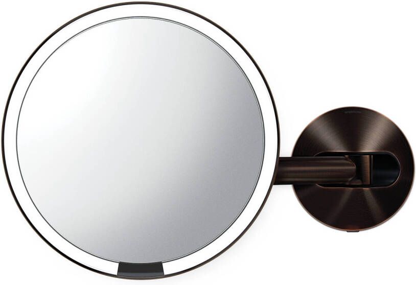 Simplehuman Spiegel met Sensor 20 cm 5x Vergroting Wandbevestiging Netstroom Roestvast Staal Bruin