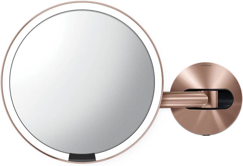 Simplehuman Spiegel met Sensor 20 cm 5x Vergroting Wandbevestiging Netstroom Roestvast Staal Roségoud