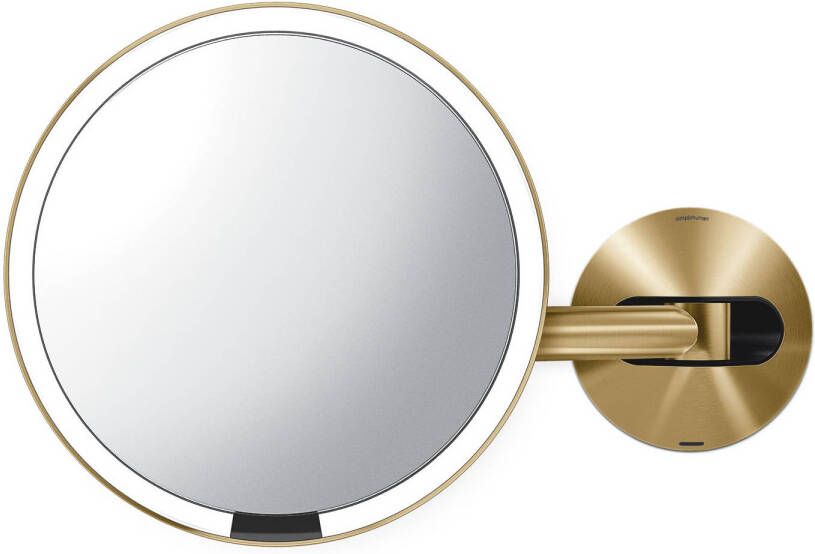 Simplehuman Spiegel met Sensor 20 cm 5x Vergroting Wandbevestiging Oplaadbaar Roestvast Staal Bruin