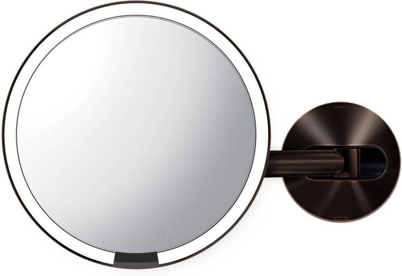 Simplehuman Spiegel met Sensor 20 cm 5x Vergroting Wandbevestiging Oplaadbaar Roestvast Staal Bruin