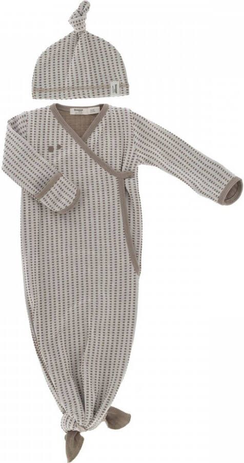 Snoozebaby pyjama Warm katoen bruin 2-delig mt 0-3 maanden