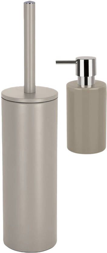 Spirella Badkamer accessoires set WC-borstel zeeppompje beige Badkameraccessoireset