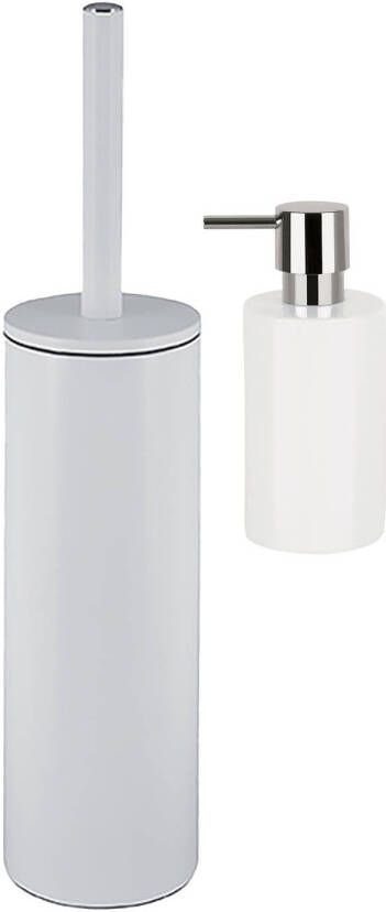 Spirella Badkamer accessoires set WC-borstel zeeppompje ivoor wit Badkameraccessoireset