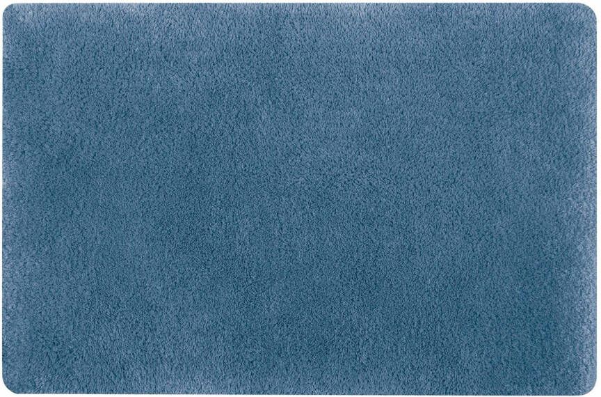 Spirella badkamer vloer kleedje badmat tapijt hoogpolig en luxe uitvoering blauw 40 x 60 cm Microfiber Badmatj