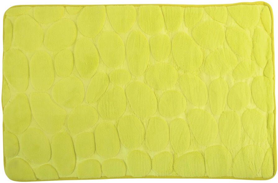 MSV Badkamerkleedje badmat tapijt kiezel motief vloermat appelgroen 50 x 80 cm laagpolig Badmatjes
