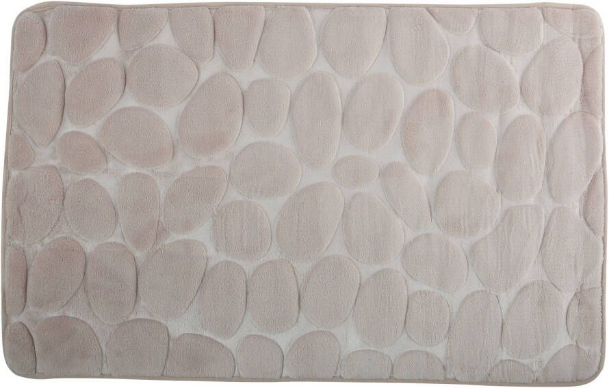 MSV Badkamerkleedje badmat tapijt kiezel motief vloermat beige 50 x 80 cm laagpolig Badmatjes