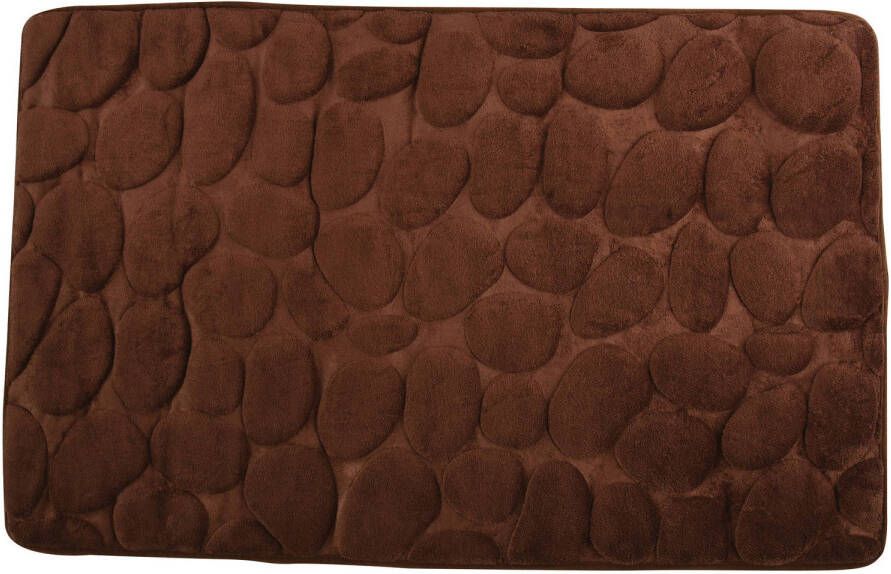 MSV Badkamerkleedje badmat tapijt kiezel motief vloermat bruin 50 x 80 cm laagpolig Badmatjes