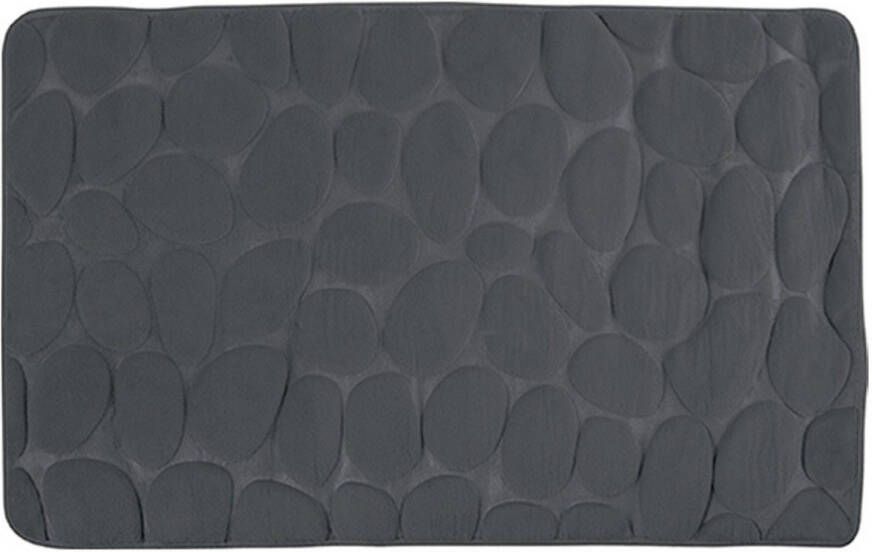 MSV Badkamerkleedje badmat tapijt kiezel motief vloermat donkergrijs 50 x 80 cm laagpolig Badmatjes