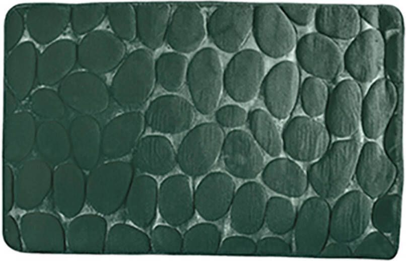 MSV Badkamerkleedje badmat tapijt kiezel motief vloermat donkergroen 50 x 80 cm laagpolig Badmatjes