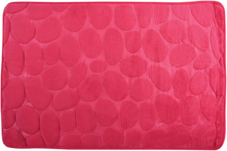MSV Badkamerkleedje badmat tapijt kiezel motief vloermat fuchsia roze 50 x 80 cm laagpolig Badmatjes