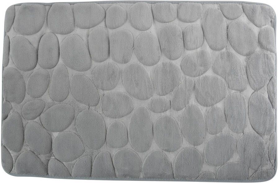 MSV Badkamerkleedje badmat tapijt kiezel motief vloermat grijs 50 x 80 cm laagpolig Badmatjes